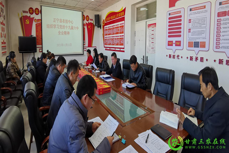 正宁县农技中心组织学习党的十九届六中全会精神